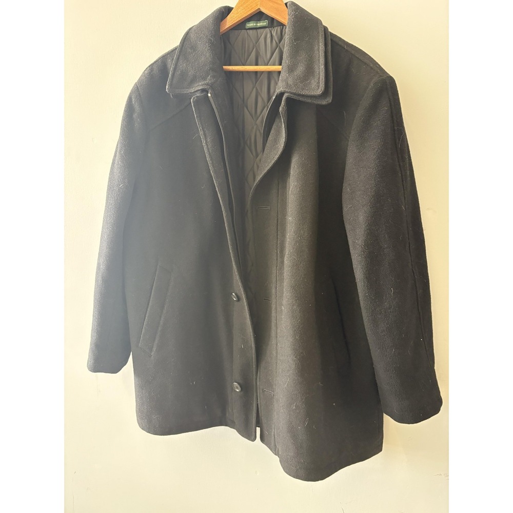 Lauren Ralph Lauren Coat Womens Large Black Wool Twill Zip Front Lined Pockets
